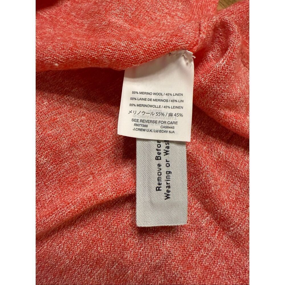 J.CREW Women’s Coral Merino Wool/ Linen Blend V-neck Sweater Size XXS - Picture 6 of 8